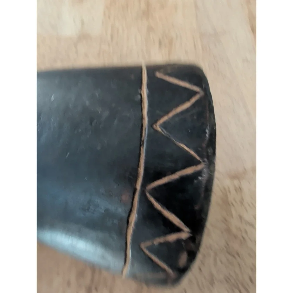 Kundu Tribal New Guinea Wood Drum Fur Trim Drum Head Needs Tightening